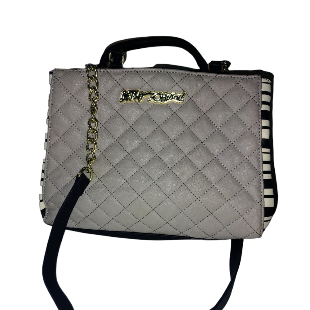 NWOT Betsey Johnson shoulder/handbag grey with black stripes floral interior